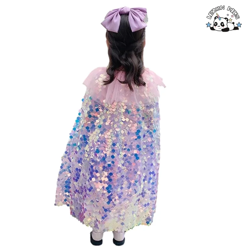 LEZONKIDS - Customized Girls Clothing Girls Dress Mantle Birthday Party Princess Sequins Dress for Kids